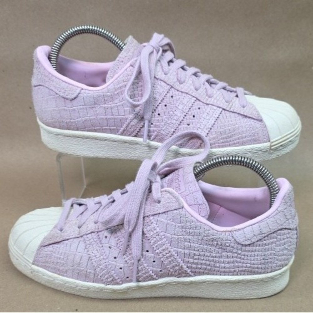 Adidas Superstar 80's Trainers Crocodile Pink Light Mauve Purple Women's SZ 8